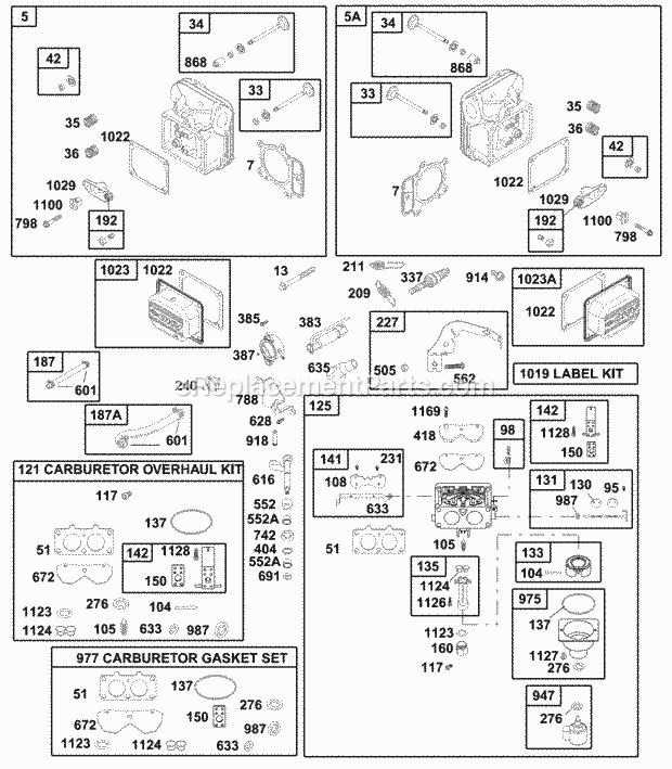 Engine (Part 2) 22 Hp Diagram and Parts List for LT1022 13AB11CH710, 13AB11CH712 Cub Cadet Lawn Tractor